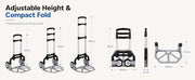 Folding Hand Truck, 1 Pack Portable Dolly Cart with Telescoping Handle, Lightweight Aluminum Alloy Foldable V1338-WAK0073