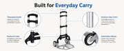Folding Hand Truck, 1 Pack Portable Dolly Cart with Telescoping Handle, Lightweight Aluminum Alloy Foldable V1338-WAK0073