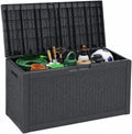 60 Gallon Outdoor Storage Deck Box, 227L Resin Patio Storage Box with Lockable Lid, Waterproof-Look Rattan V1338-WAK0074