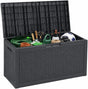 60 Gallon Outdoor Storage Deck Box, 227L Resin Patio Storage Box with Lockable Lid, Waterproof-Look Rattan V1338-WAK0074