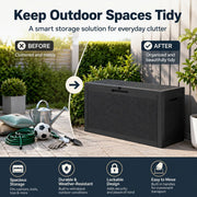 60 Gallon Outdoor Storage Deck Box, 227L Resin Patio Storage Box with Lockable Lid, Waterproof-Look Rattan V1338-WAK0074