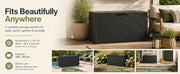 60 Gallon Outdoor Storage Deck Box, 227L Resin Patio Storage Box with Lockable Lid, Waterproof-Look Rattan V1338-WAK0074