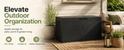 60 Gallon Outdoor Storage Deck Box, 227L Resin Patio Storage Box with Lockable Lid, Waterproof-Look Rattan V1338-WAK0074