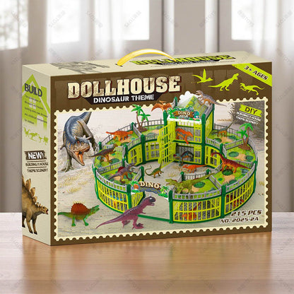 DIY Jurassic Theme Park Building Set for Kids, Creative Dinosaur Arena Toy with Realistic Dinosaurs and Palm Trees, Educational Playset for Ages 3+ to Build and Explore (326PCS, Brown)