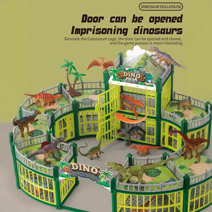 DIY Jurassic Theme Park Building Set for Kids, Creative Dinosaur Arena Toy with Realistic Dinosaurs and Palm Trees, Educational Playset for Ages 3+ to Build and Explore (326PCS, Brown)