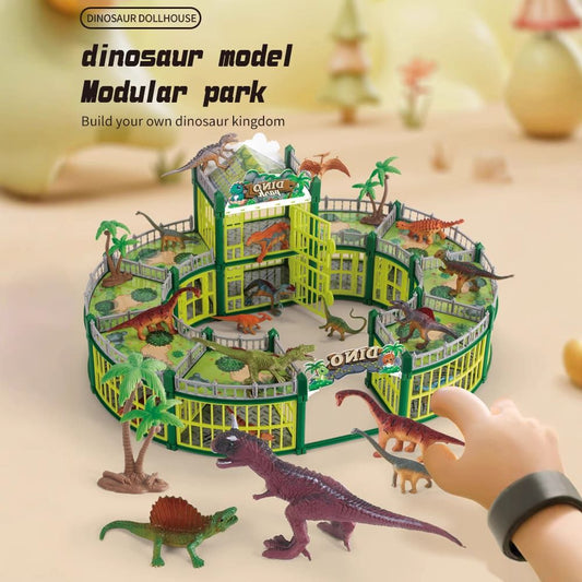 DIY Jurassic Theme Park Building Set for Kids, Creative Dinosaur Arena Toy with Realistic Dinosaurs and Palm Trees, Educational Playset for Ages 3+ to Build and Explore (326PCS, Green)