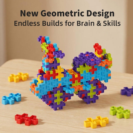 6-Color Mix Double Cross Building Blocks Set for Kids - Creative STEM Early Learning Toys for Ages 3-6, Ideal for Preschool, Home Play, and Educational Gifts (230PCS)