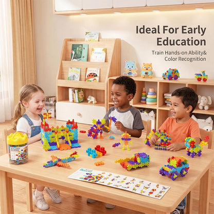 6-Color Mix Double Cross Building Blocks Set for Kids - Creative STEM Early Learning Toys for Ages 3-6, Ideal for Preschool, Home Play, and Educational Gifts (K360PCS)
