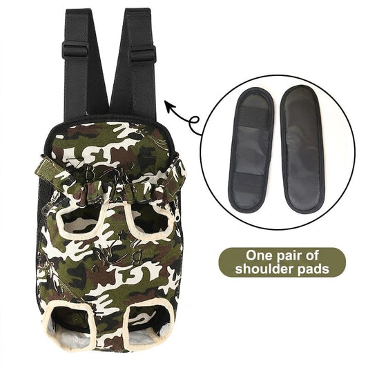 Portable Pet Front Chest Backpack for Small Dogs and Cats – Hands-Free Travel Carrier with Adjustable Straps, Breathable Mesh, and Padded Shoulder Pads for Comfortable Outdoor Adventures (S, DarkGreen)