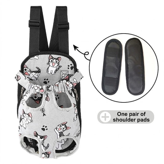 Portable Pet Front Chest Backpack for Small Dogs and Cats – Hands-Free Travel Carrier with Adjustable Straps, Breathable Mesh, and Padded Shoulder Pads for Comfortable Outdoor Adventures (S, Grey)