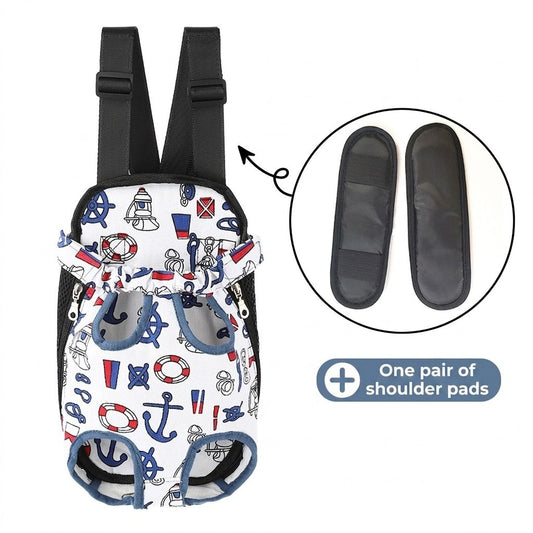 Portable Pet Front Chest Backpack for Small Dogs and Cats – Hands-Free Travel Carrier with Adjustable Straps, Breathable Mesh, and Padded Shoulder Pads for Comfortable Outdoor Adventures (S, White)
