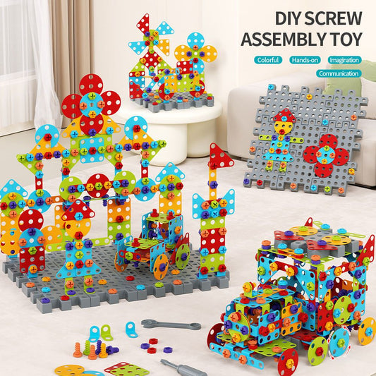 DIY Screw Assembly Building Blocks Set for Kids Ages 3-6 – Creative Educational Toy with Wrench and Screwdriver, Perfect for Parent-Child Interaction and Fine Motor Skills Development (490PCS)