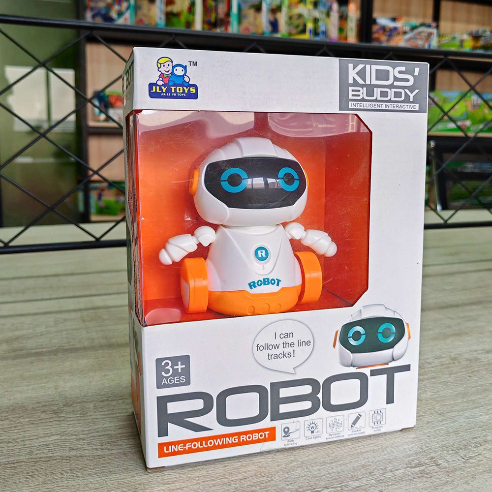 Smart Track-Following Robot Toy for Kids Ages 3+, Interactive Educational Drawing Car with Lights and Sound Effects, Fun Line-Tracing Robot for Home Play (White)