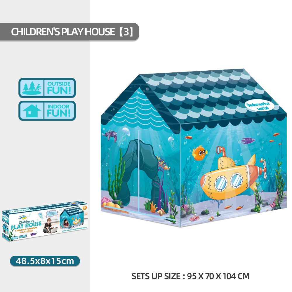 Kids Play Tent Theme House for Indoor Outdoor Fun, Space Princess Ocean Design with Ball Pit, Perfect for Toddlers and Family Camping Adventures as a Creative Holiday Gift (Space1, Blue)