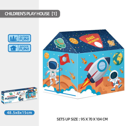Kids Play Tent Theme House for Indoor Outdoor Fun, Space Princess Ocean Design with Ball Pit, Perfect for Toddlers and Family Camping Adventures as a Creative Holiday Gift (Space1A, Blue)