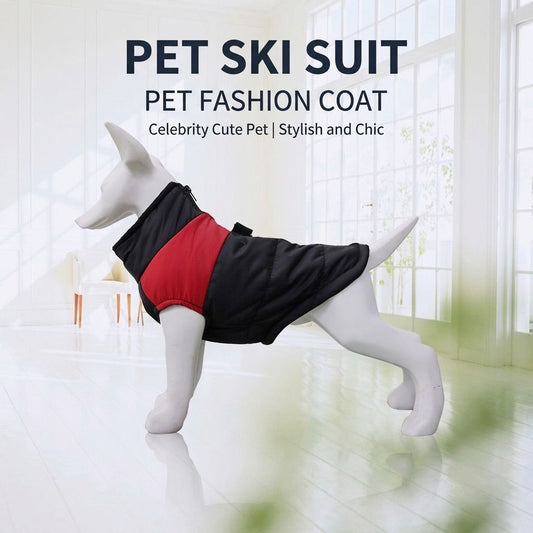 Winter Dog Ski Jacket with Waterproof and Windproof Polyester Shell, Thick PP Cotton Padding for Warmth, 3D Ergonomic Fit with D-Ring Leash Attachment, Ideal for Outdoor Walks and Snow Adventures (L, Rose)