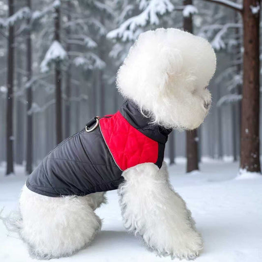 Winter Pet Dog Padded Vest with Waterproof Shell, Warm Fleece Lining, and Leash Attachment Ring for Outdoor Cold Weather Walks (3XL, Red)