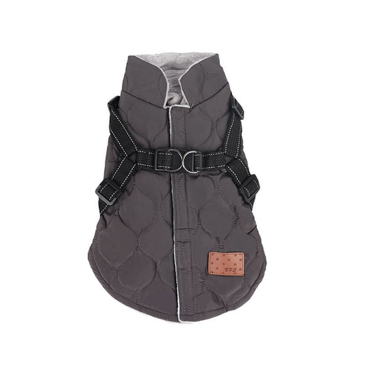 Premium Winter Dog Coat with Built-in Harness, Water-Resistant Puffer Vest for Small & Medium Breeds, Reflective Safety Straps, and Fleece Lining for Warmth and Outdoor Adventures (M, Brown)