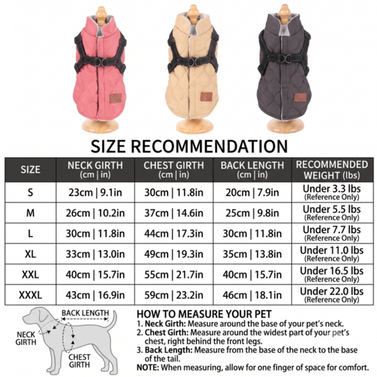 Premium Winter Dog Coat with Built-in Harness, Water-Resistant Puffer Vest for Small & Medium Breeds, Reflective Safety Straps, and Fleece Lining for Warmth and Outdoor Adventures (XL, Pink)