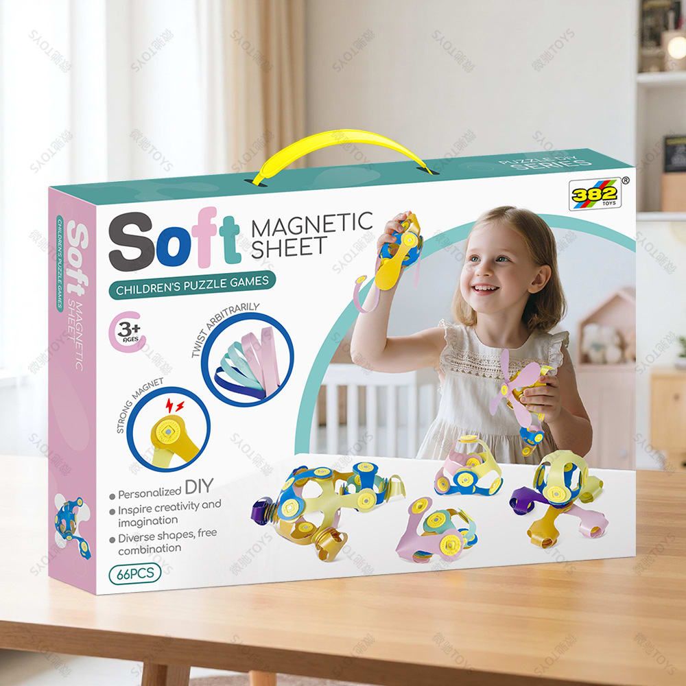 Kids 3D Soft Magnetic Building Tiles Toy Set, Creative DIY Puzzle Blocks for Ages 3+ - Develops Fine Motor Skills & Imagination, Ideal Birthday Gift for Girls, Home Play STEM Learning Kit (32PCS)