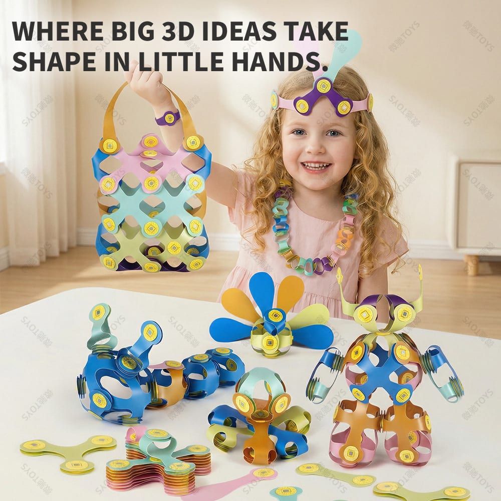 Kids 3D Soft Magnetic Building Tiles Toy Set, Creative DIY Puzzle Blocks for Ages 3+ - Develops Fine Motor Skills & Imagination, Ideal Birthday Gift for Girls, Home Play STEM Learning Kit (66PCS)