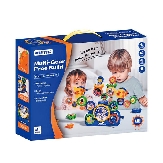 DIY Electric Gear Building Toy Set for Kids Ages 3-6, Colorful Plastic Gears with Bird-Shaped Pieces, STEM Learning Kit for Boys and Girls, Perfect for Home Play, Birthday Gifts, and Preschool Education (Dinosaur)