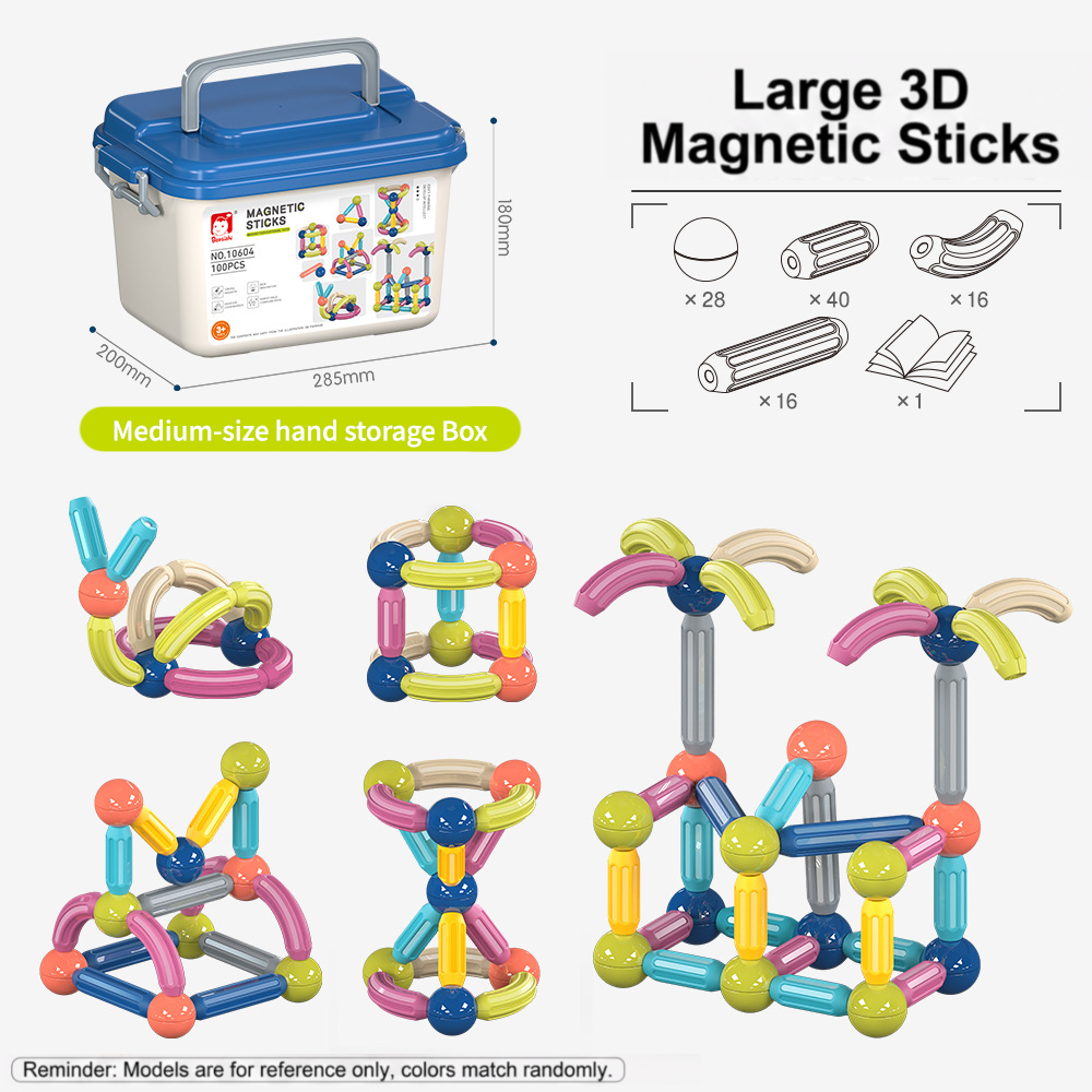 Magnetic Building Sticks and Balls Set for Kids Ages 3+ – Creative STEM Learning Toy for Spatial Thinking, Fine Motor Skills, and Early Education Gift with Storage Box (100PCS)
