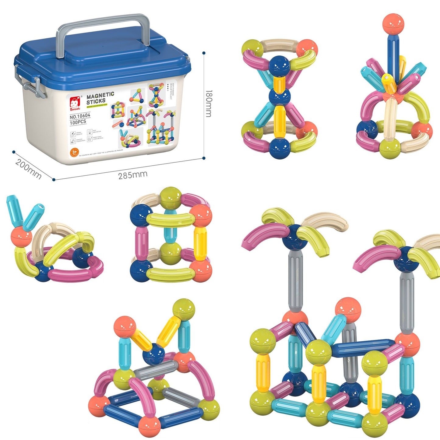 Magnetic Building Sticks and Balls Set for Kids Ages 3+ – Creative STEM Learning Toy for Spatial Thinking, Fine Motor Skills, and Early Education Gift with Storage Box (120PCS)