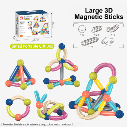 Magnetic Building Sticks and Balls Set for Kids Ages 3+ – Creative STEM Learning Toy for Spatial Thinking, Fine Motor Skills, and Early Education Gift with Storage Box (120PCS)