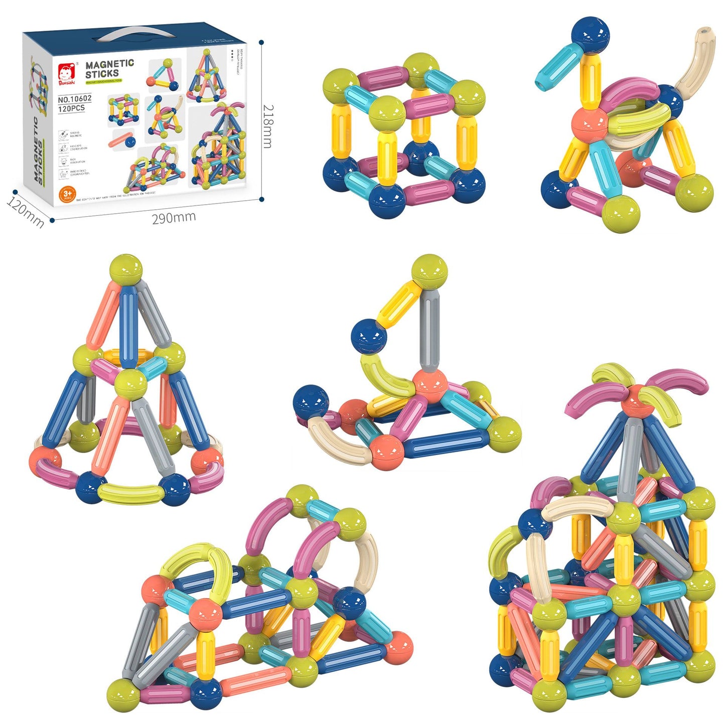 Magnetic Building Sticks and Balls Set for Kids Ages 3+ – Creative STEM Learning Toy for Spatial Thinking, Fine Motor Skills, and Early Education Gift with Storage Box (200PCS)