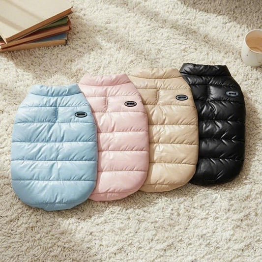 Winter Warm Quilted Vest for Small Pets – Water-Resistant, Fleece-Lined, Easy-On Design with Leash Hole for Indoor and Outdoor Use (M, Pink)