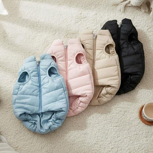 Winter Warm Quilted Vest for Small Pets – Water-Resistant, Fleece-Lined, Easy-On Design with Leash Hole for Indoor and Outdoor Use (XL, Blue)