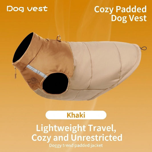 Keep Your Pup Cozy and Visible This Winter – Waterproof, Insulated Dog Coat with Reflective Strips, Front Zipper, D-Ring Leash Attachment, and Adjustable Fit for Daily Walks and Outdoor Adventures (4XL, Khaki)