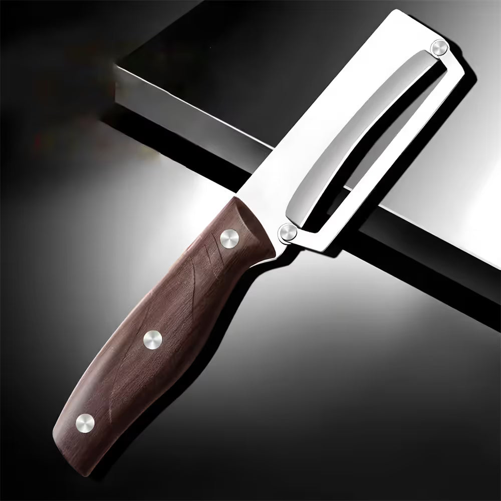Heavy-duty stainless steel vegetable peeler and slicer - multi-functional kitchen tool with straight blade V1345-SY02