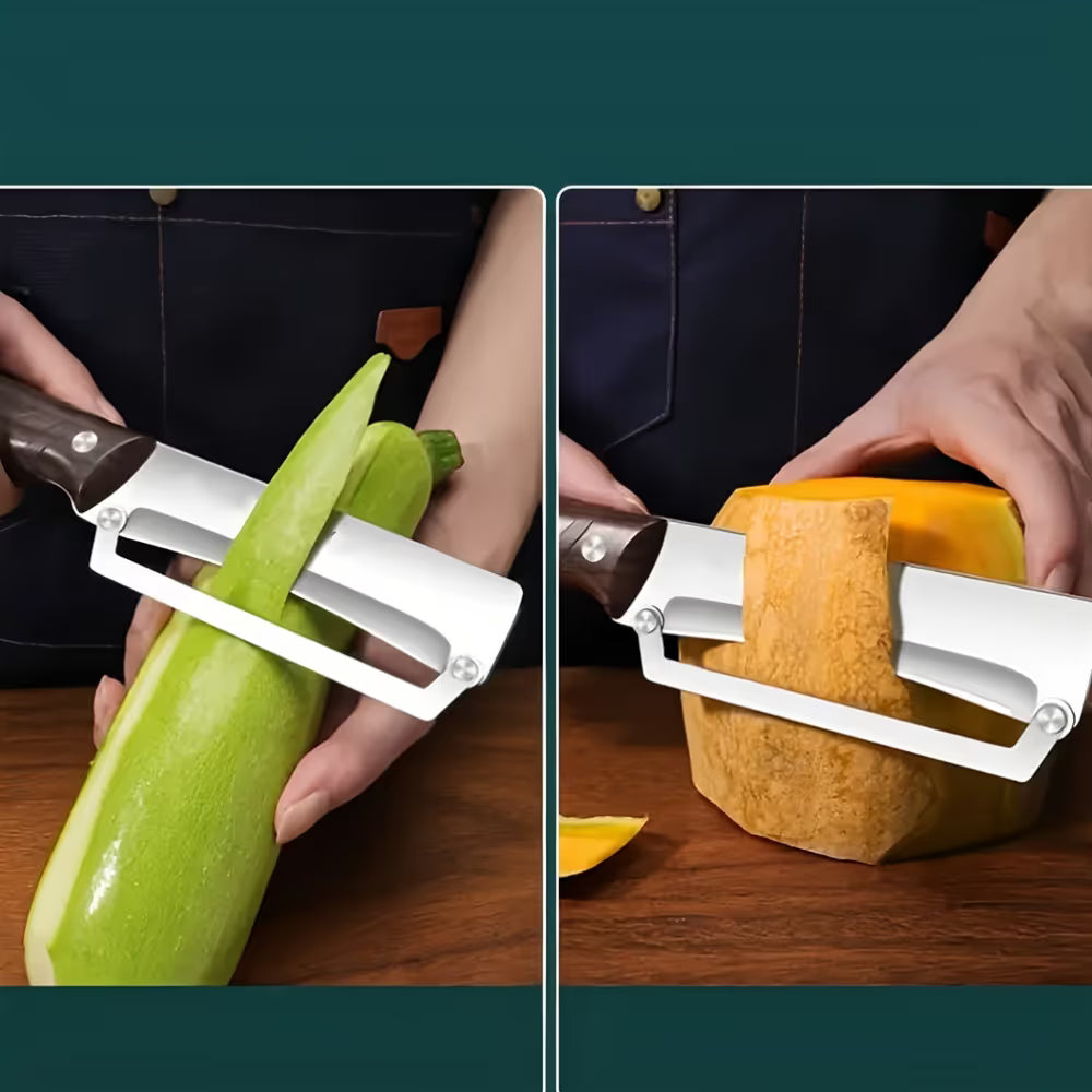 Heavy-duty stainless steel vegetable peeler and slicer - multi-functional kitchen tool with straight blade V1345-SY02