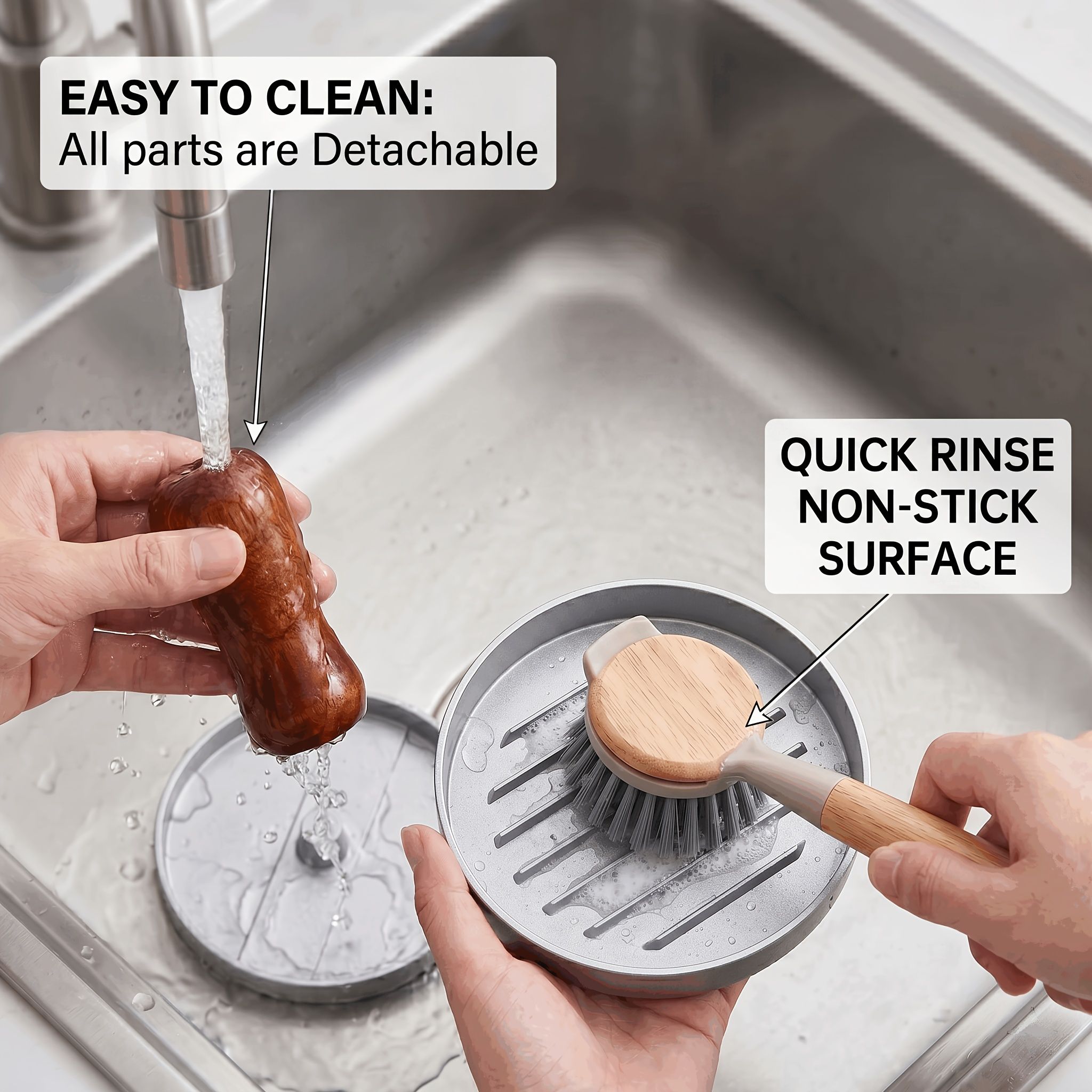 Professional 4.6-inch aluminum burger patty maker with ergonomic wooden handle, non-stick burger patty maker, V1345-SY03