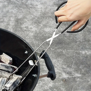 Long, sturdy, and heat-resistant charcoal tongs for grilling food. Made of stainless steel, these portable V1345-SY07