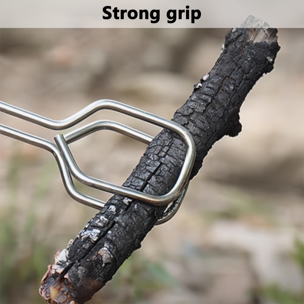 Long, sturdy, and heat-resistant charcoal tongs for grilling food. Made of stainless steel, these portable V1345-SY07