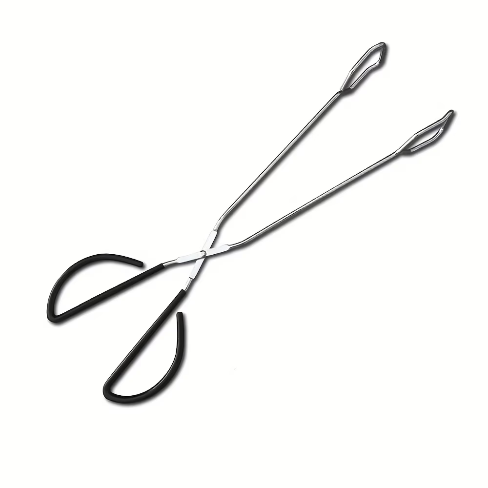 Long, sturdy, and heat-resistant charcoal tongs for grilling food. Made of stainless steel, these portable V1345-SY07
