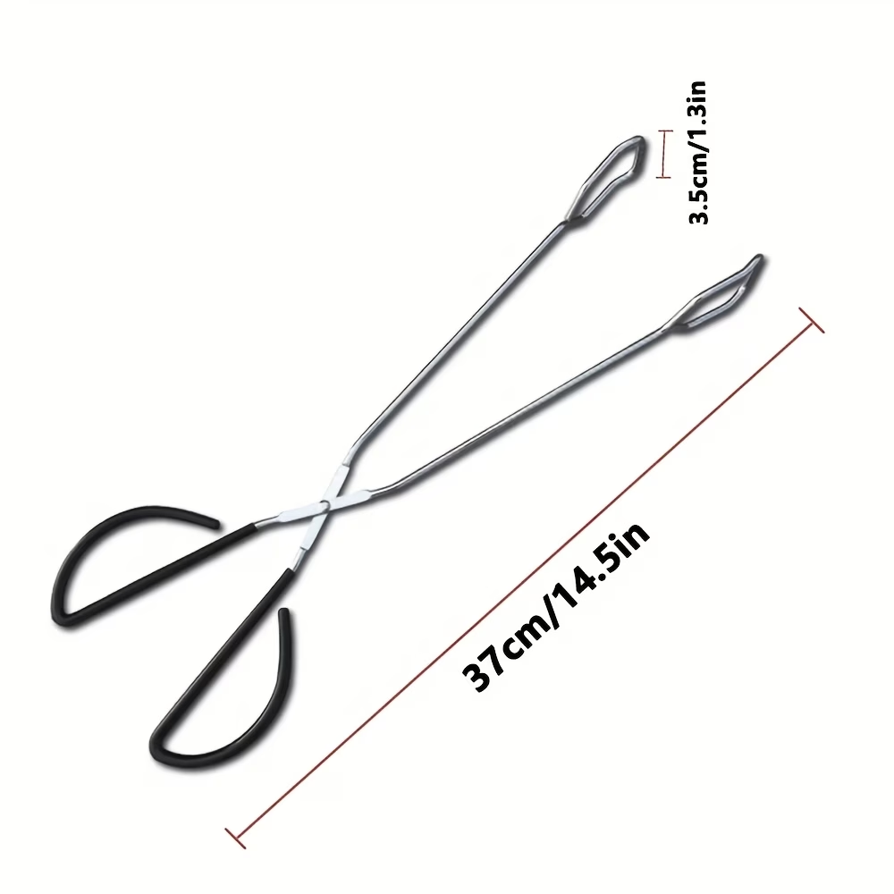 Long, sturdy, and heat-resistant charcoal tongs for grilling food. Made of stainless steel, these portable V1345-SY07