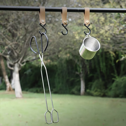 Long, sturdy, and heat-resistant charcoal tongs for grilling food. Made of stainless steel, these portable V1345-SY07