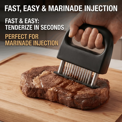 Heavy-duty meat tenderizer with 48 stainless steel needles and a locking mechanism - suitable for tenderizing V1345-SY17