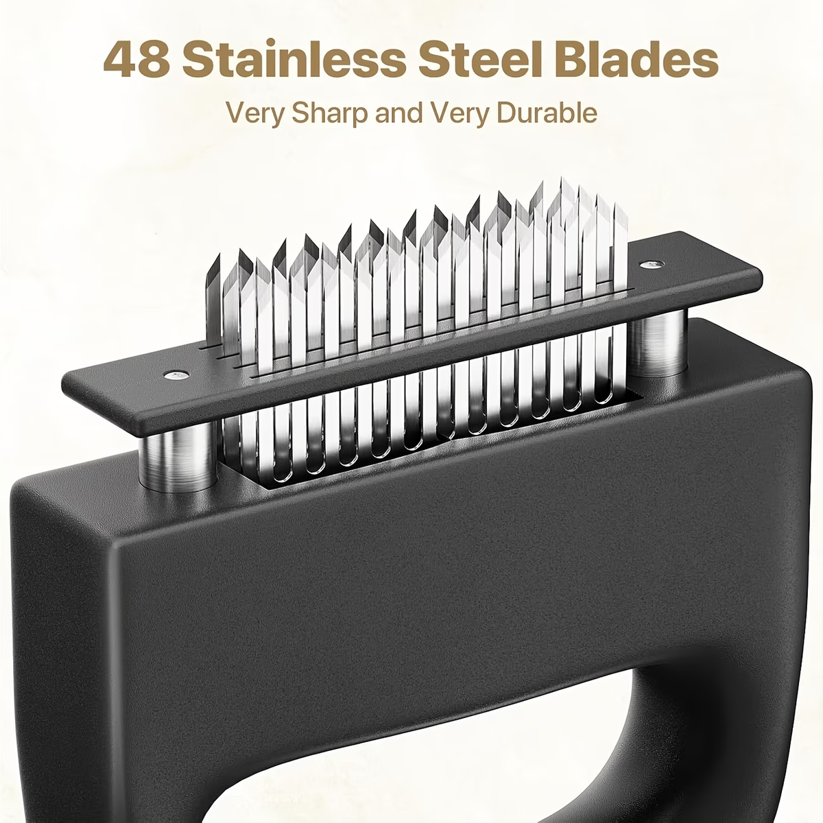 Heavy-duty meat tenderizer with 48 stainless steel needles and a locking mechanism - suitable for tenderizing V1345-SY17