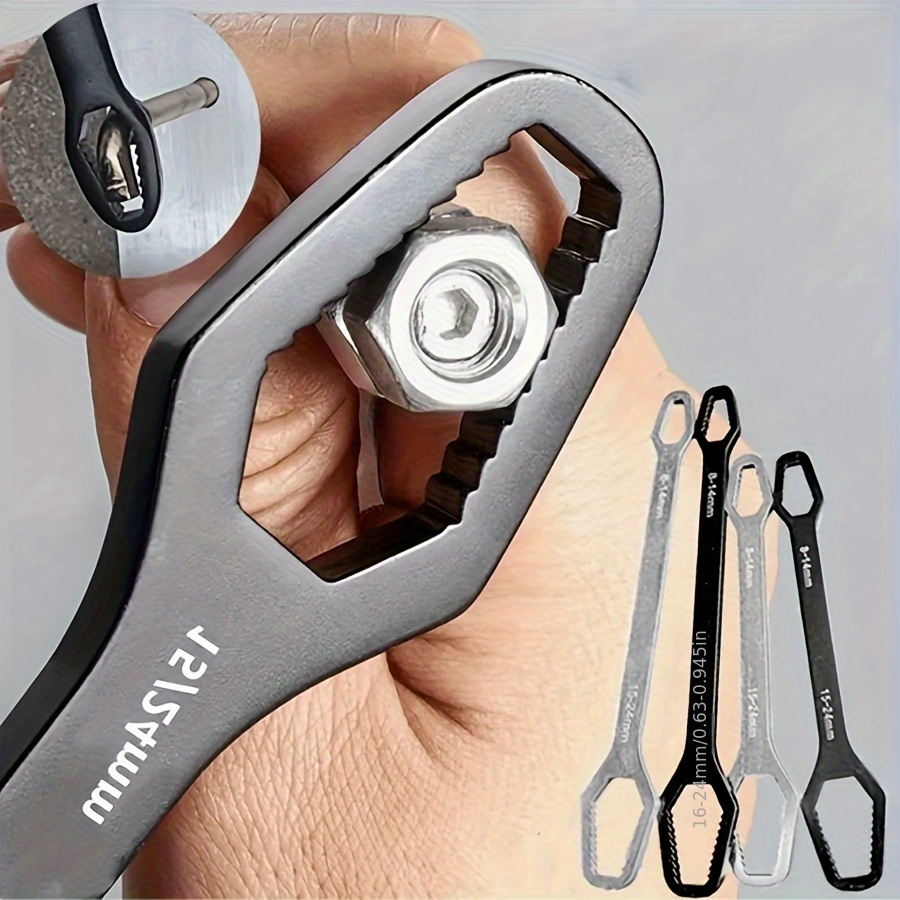 Black multi-functional 5mm thick box wrench, double-ended self-tightening adjustable wrench, wrench diameter V1345-SY27