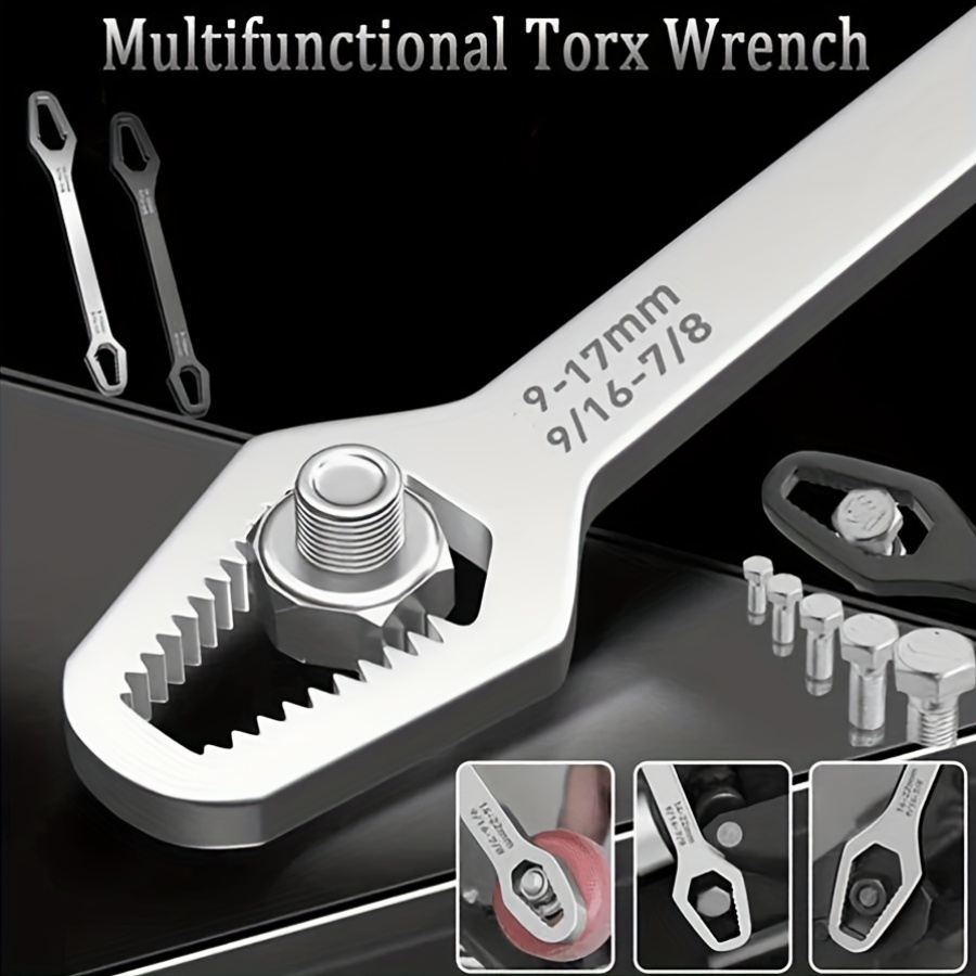 Black multi-functional 5mm thick box wrench, double-ended self-tightening adjustable wrench, wrench diameter V1345-SY27