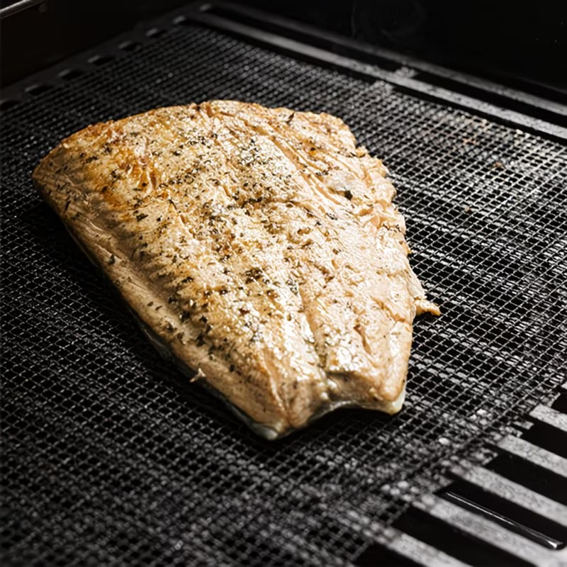 Black 3-Pack Premium Non-Stick PTFE Grill Mesh Mats - Reusable, easy-to-clean round wire mesh mats, perfect V1345-SY42