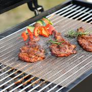 Black 3-Pack Premium Non-Stick PTFE Grill Mesh Mats - Reusable, easy-to-clean round wire mesh mats, perfect V1345-SY42