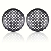Two pizza baking pans, each 30.48 cm in diameter, feature ventilation holes for improved cooking efficiency V1345-SY54