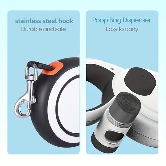 White retractable dog leash, strong dog leash, dog walking leash, small and medium dog leash, outdoor dog V1347-136-23000