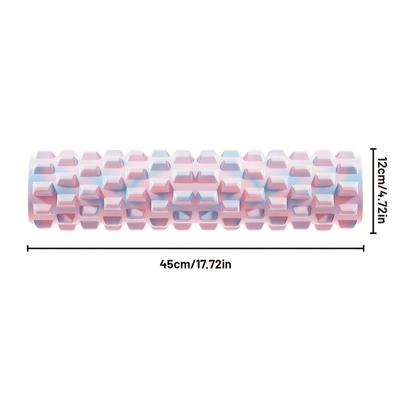 Pink foam roller, muscle recovery, fitness accessory, deep tissue massage, post-workout relief, textured foam V1347-141-SIL-23733